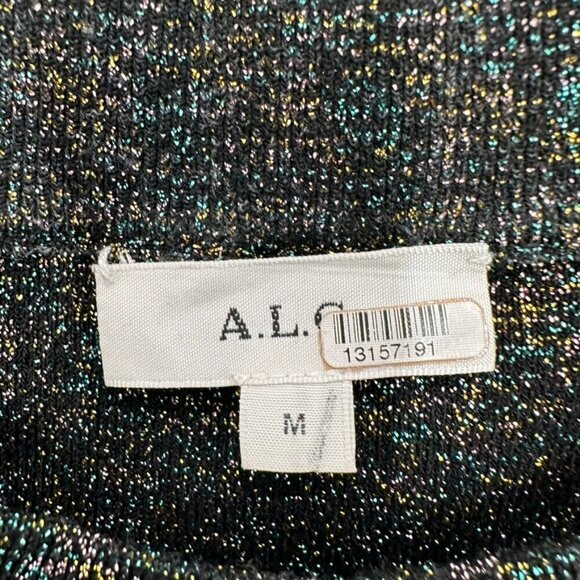 A.L.C. Mariam Metallic Mockneck Cropped Tank Top Size Medium Party Going Out - Picture 2 of 5